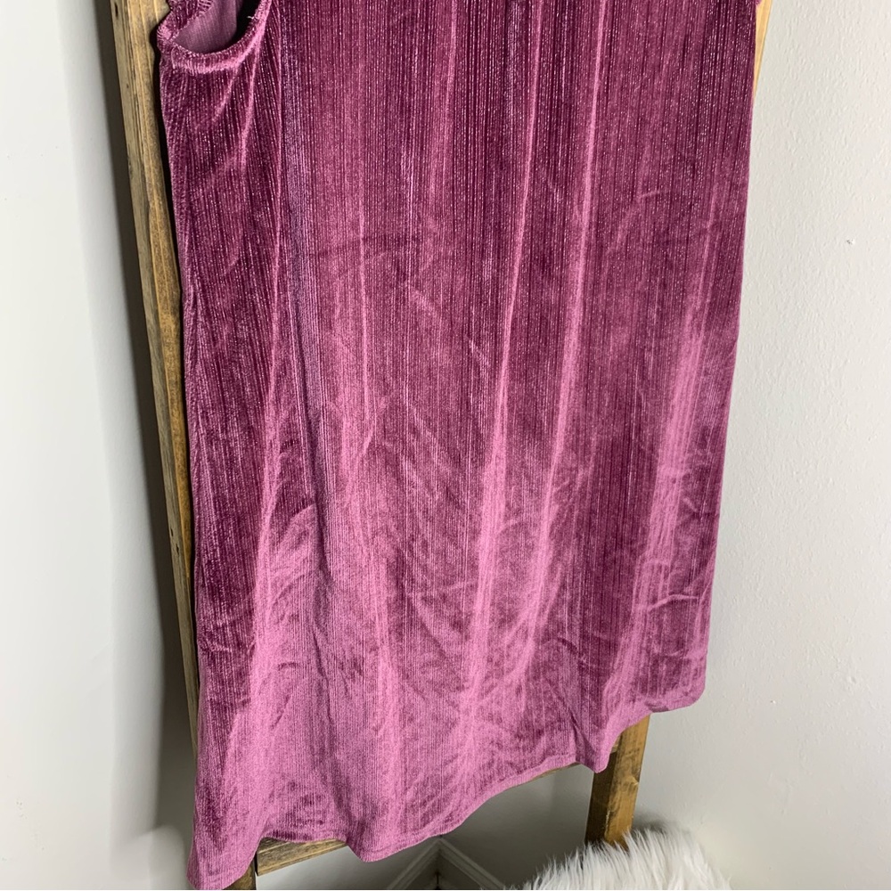 VOY Velvet Ruffle Sleeve Metallic Shimmer Dress Size S - Picture 3 of 6